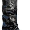 Women's Slouchy Knee High Boots with Chunky Heel Round Toe Wide Width Low Wedge Long Riding Boots Faux Leather Western Motorcycle Boots Classic Fashion